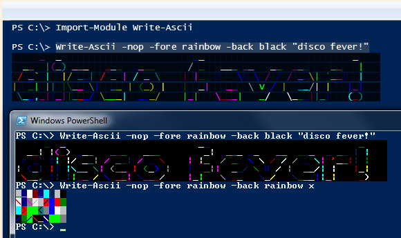 ASCII art console rainbow