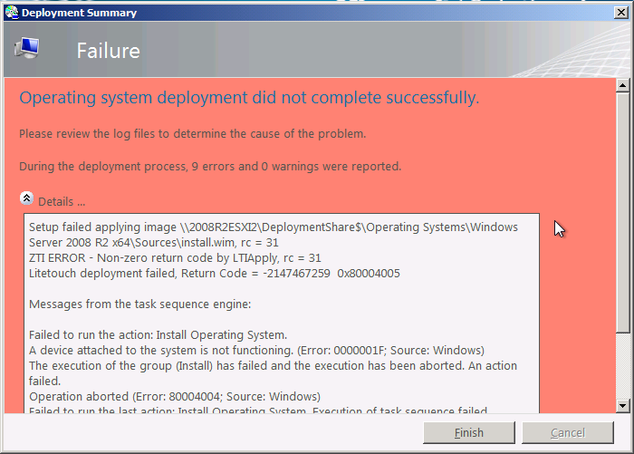 Try to deploy bat script in MDT Task sequence but fail with popup error dirty environment found - Microsoft Q&A