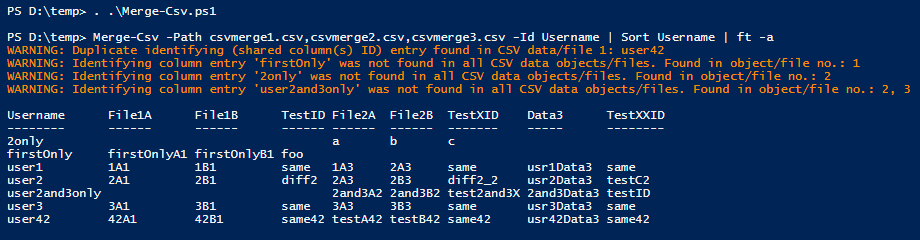 Small Merge-Csv Example